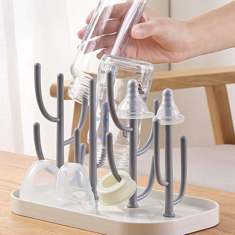 Pujito Baby Bottle Drying Rack with Tray, Creative Tree Branch Baby Bottle Dryer Holder for Bottles, Teats, Cups, Pump Parts and Accessories (1 Pc, Beige) - Image 5
